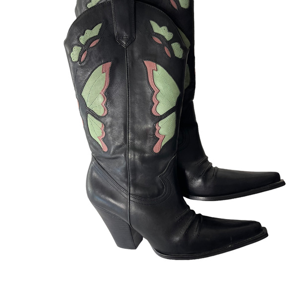 Diba Vintage Western Cowboy Leather Butterfly Boots - Picture 3 of 10